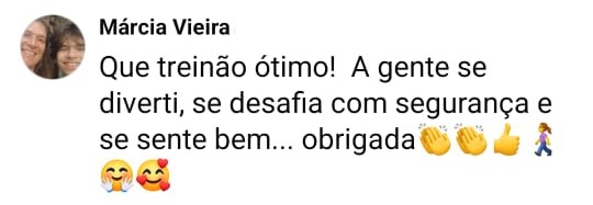 Depoimento dizendo que ama as aulas